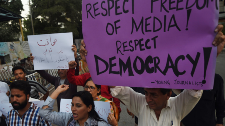 media protest rally