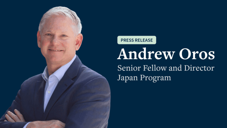 Stimson Center Welcomes Andrew Oros as New Japan Program Director